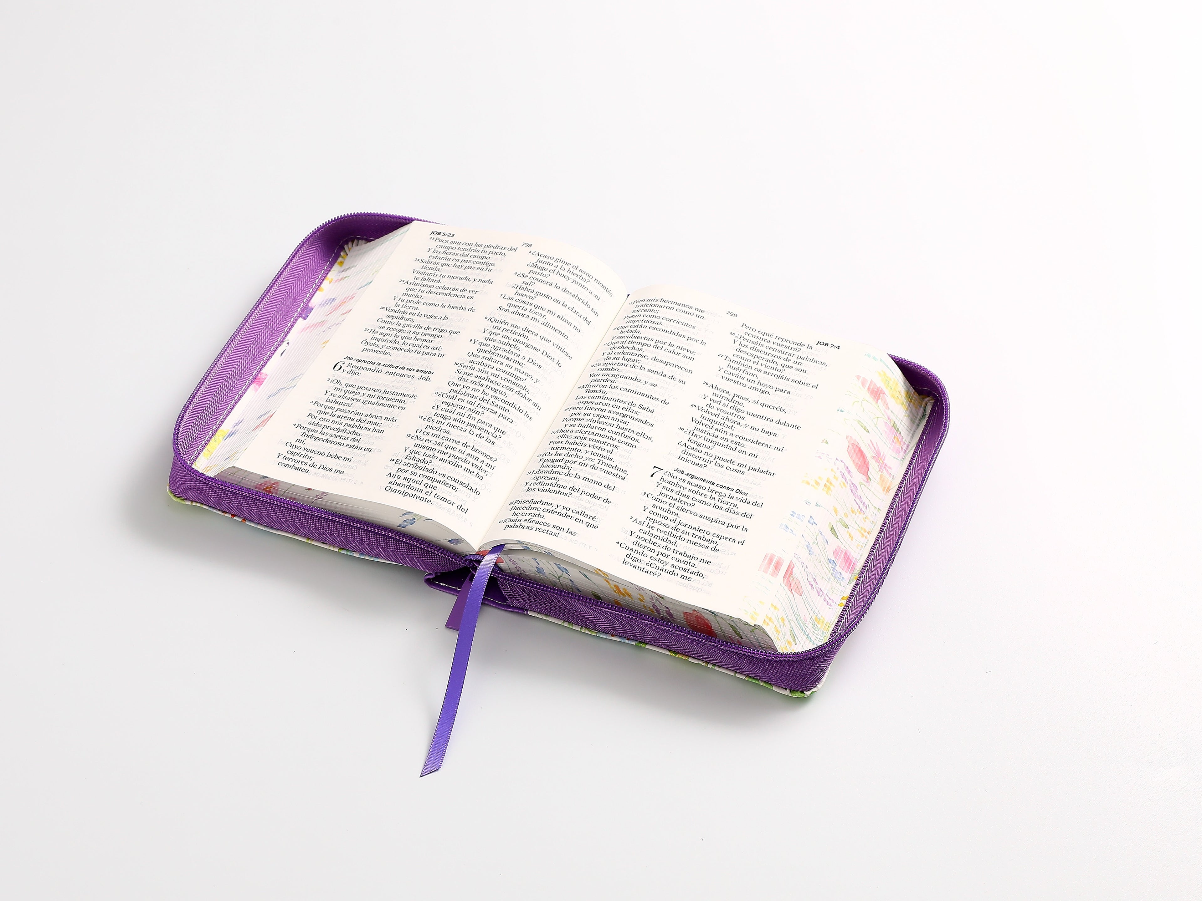 Biblia RVR60 portátil Letra Grande 11 puntos lila floral