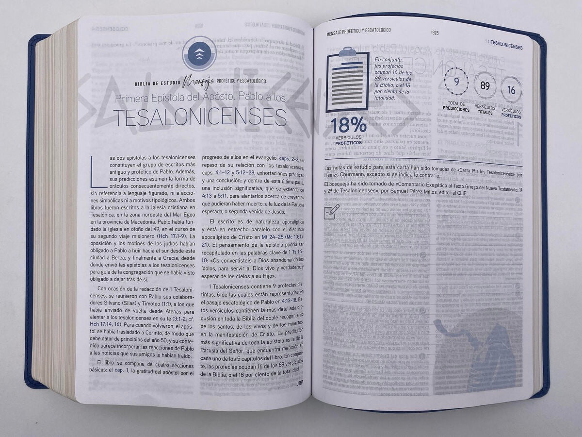 Biblia RVR 1977 de Estudio Mensaje Profético y Escatológico Piel Azul