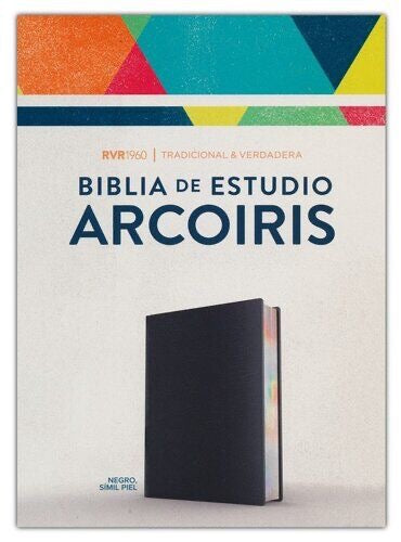 Biblia RVR 1960 de Estudio Arco Iris Negro Símil Piel