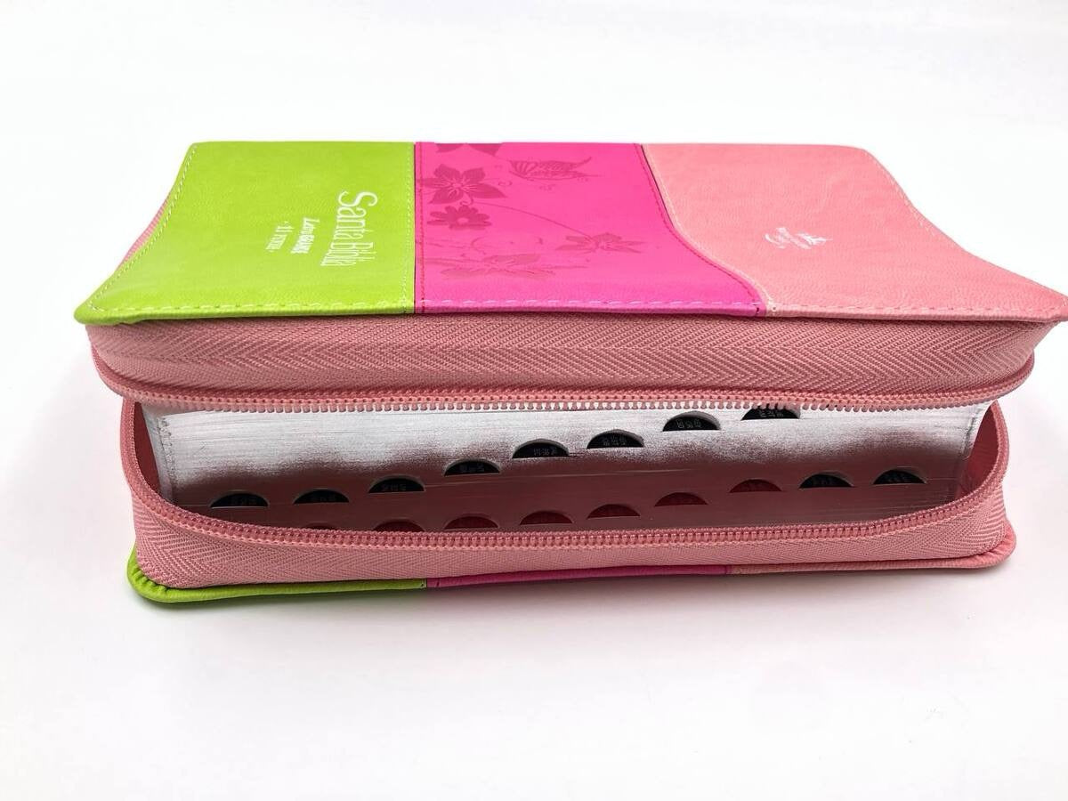 Biblia RVR60 portátil Letra Grande 11 puntos Tricolor Rosa