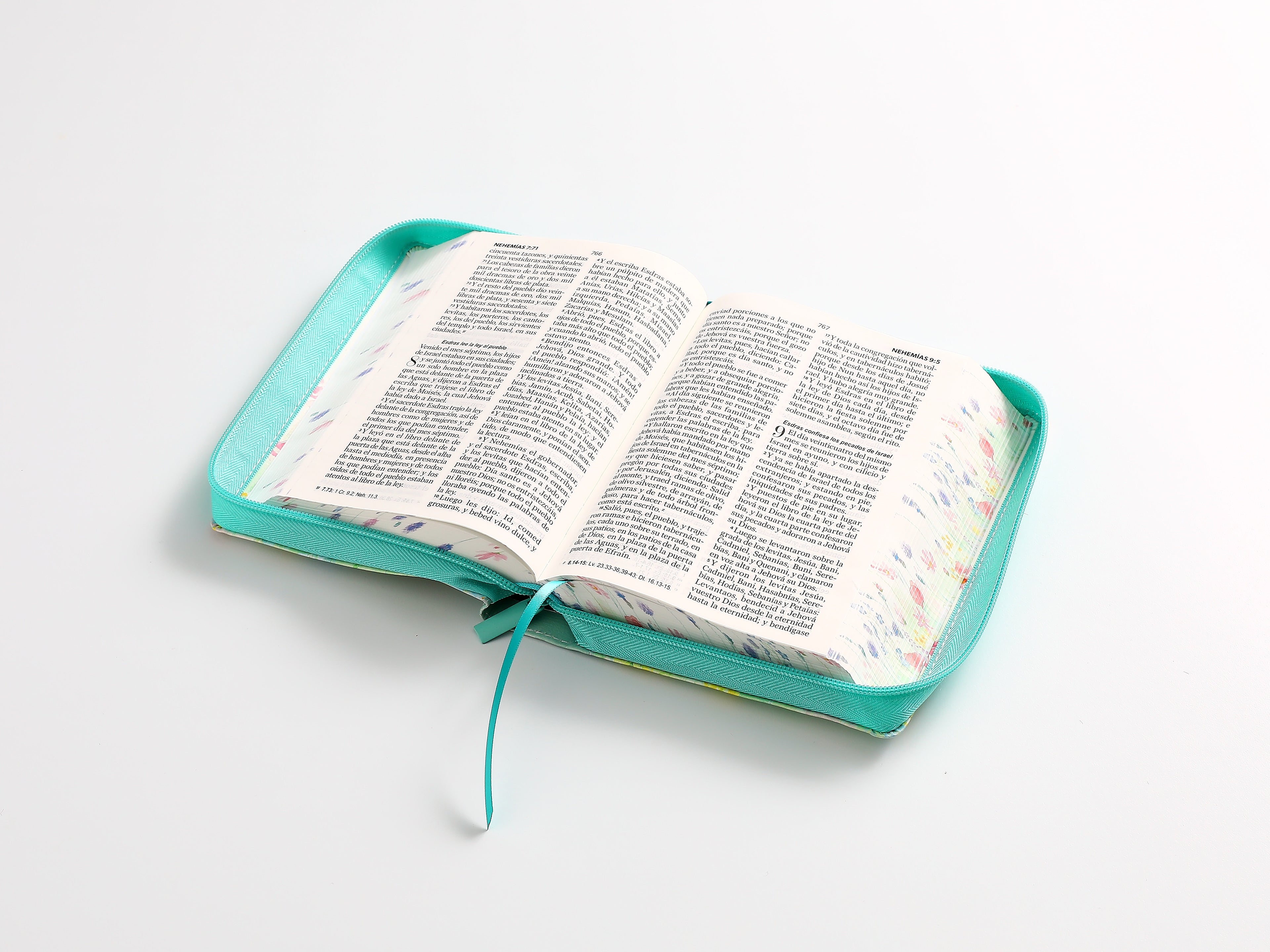 Biblia RVR60 portátil Letra Grande 11 puntos turquesa floral