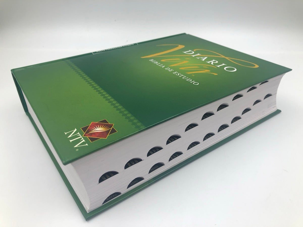 Biblia NTV de Estudio Diario Vivir Letra Grande Verde Tapa Dura con Índice