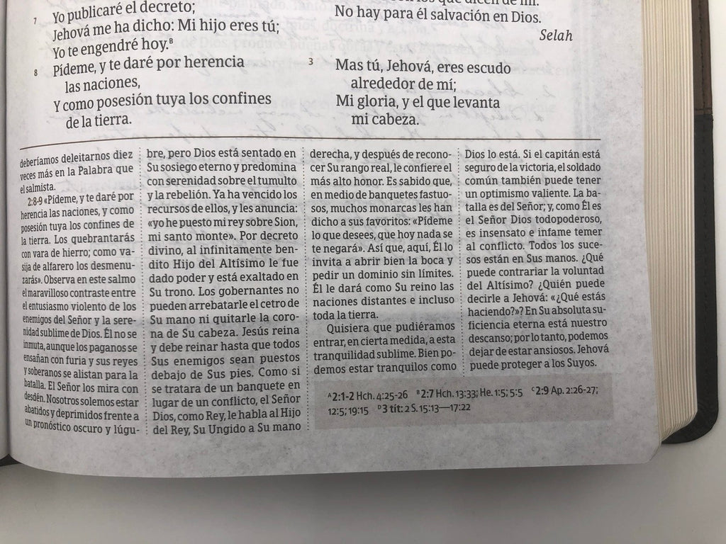 Biblia RVR 1960 de Estudio Spurgeon marrón semi piel