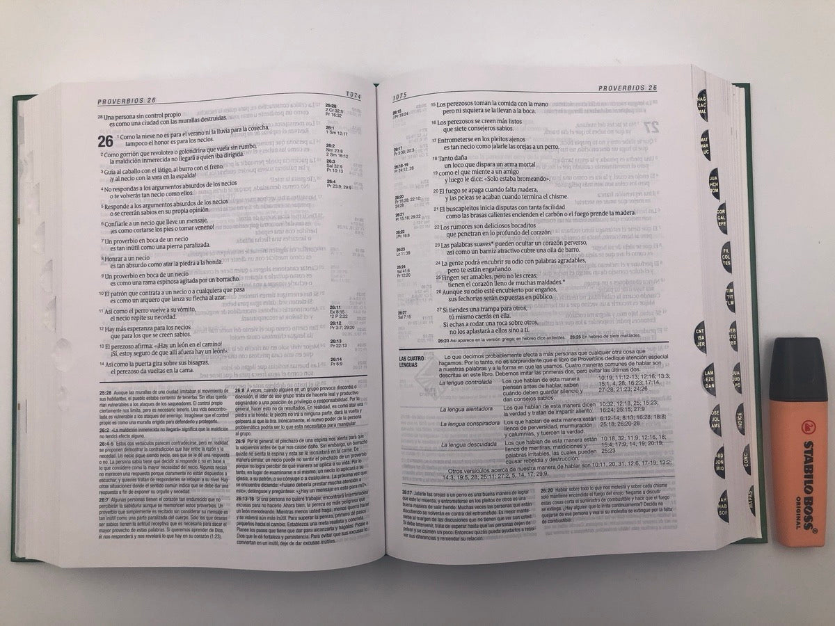 Biblia NTV de Estudio Diario Vivir Letra Grande Verde Tapa Dura con Índice