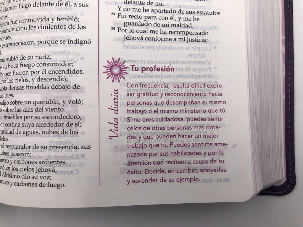 Biblia RVR 1960 de la Mujer Conforme al Corazón de Dios Piel Morado