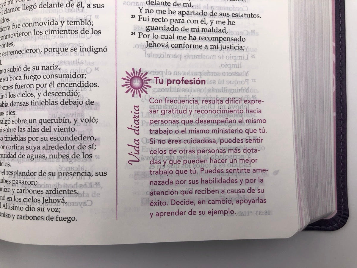 Biblia RVR 1960 de la Mujer Conforme al Corazón de Dios Piel Morado