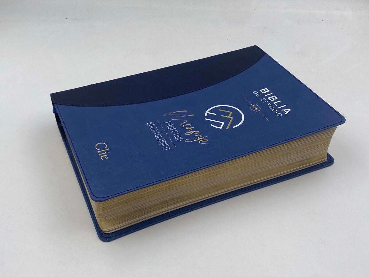 Biblia RVR 1977 de Estudio Mensaje Profético y Escatológico Piel Azul