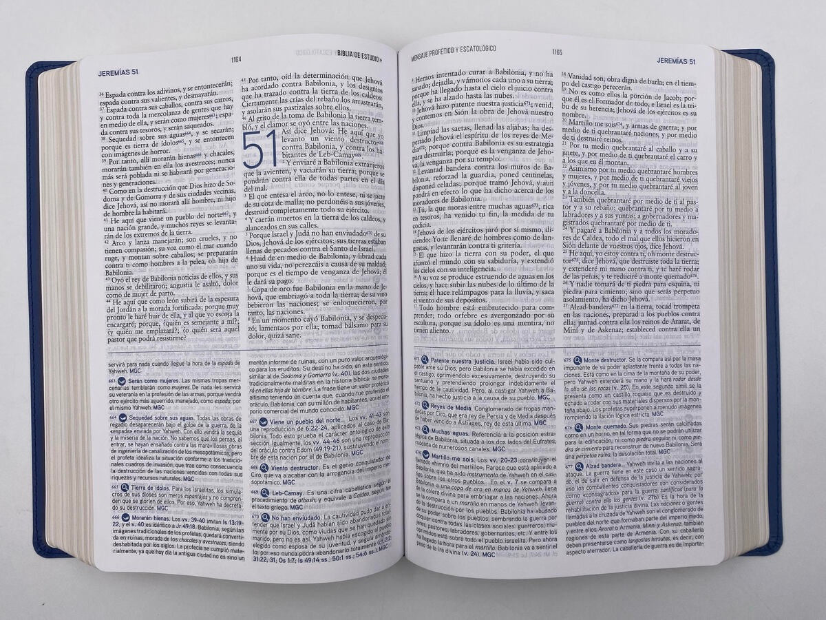 Biblia RVR 1977 de Estudio Mensaje Profético y Escatológico Piel Azul