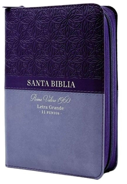 Biblia RVR60 portátil Letra 11 puntos piel con cierre lila