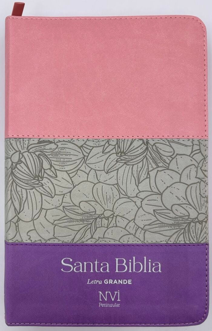 Biblia NVI Peninsular Tamaño manual letra Grande Tricolor Rosa