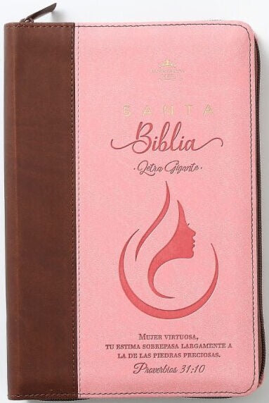 Biblia RVR60 tamaño manual letra Gigante Café rosa