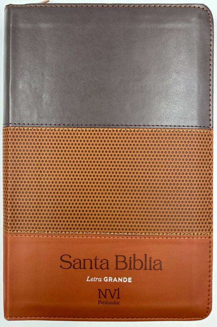 Biblia NVI Peninsular tamaño manual letra grande Tricolor café