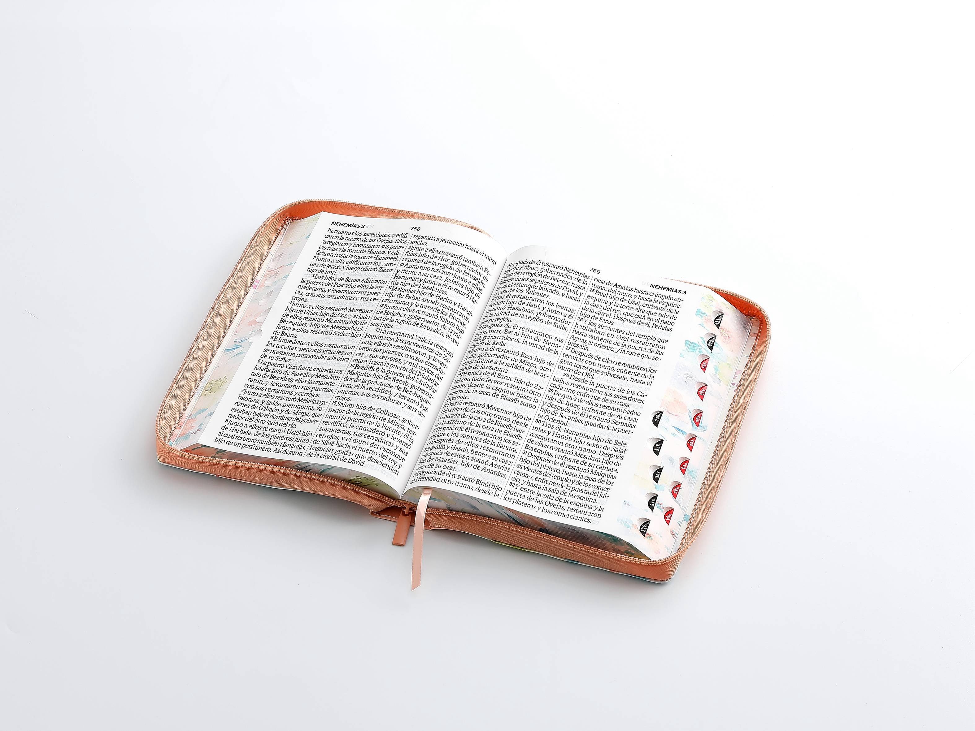 Biblia RVR60 Letra Súper Gigante i/piel Coral con cierre/índice