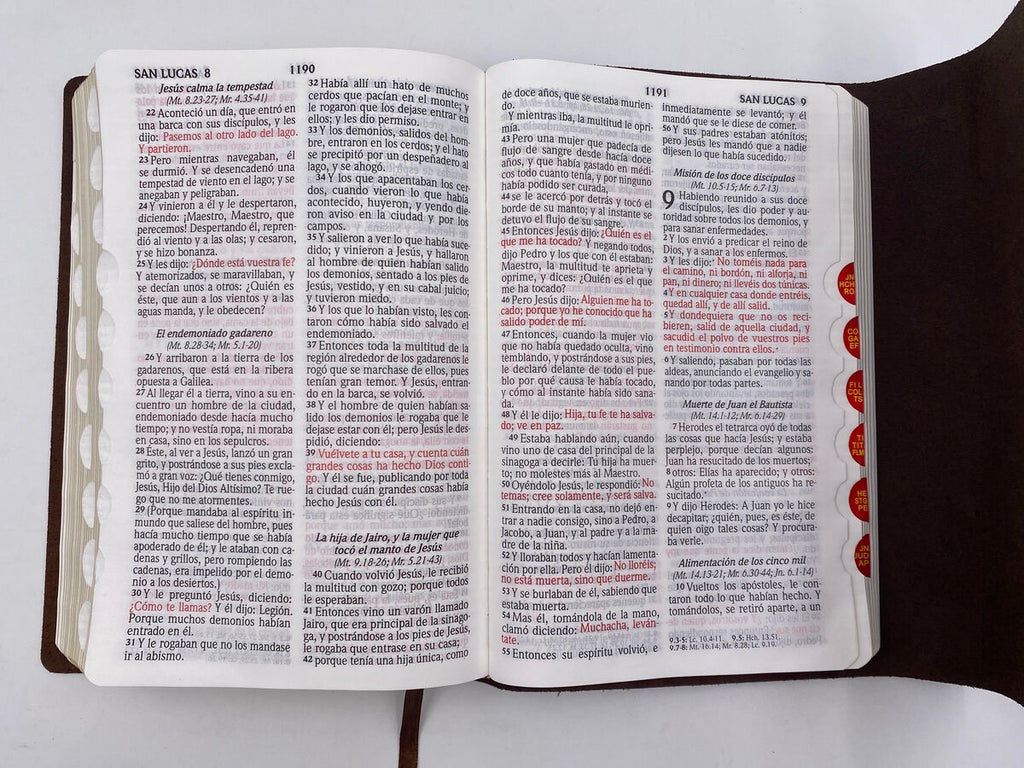 Biblia RVR60 Letra Grande Piel genuina café oscuro con índice