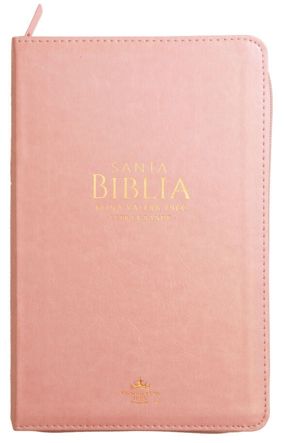 Biblia RVR60 Tamaño Manual Letra Grande rosa cierre indice