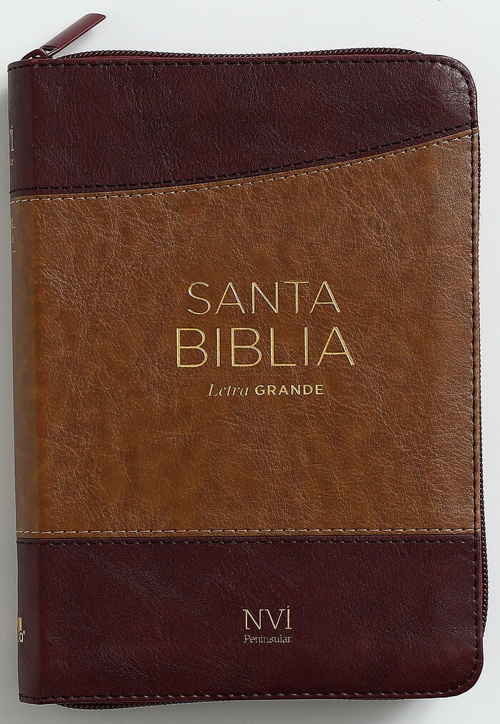 Biblia NVI Peninsular Portátil Letra Grande Bicolor Café