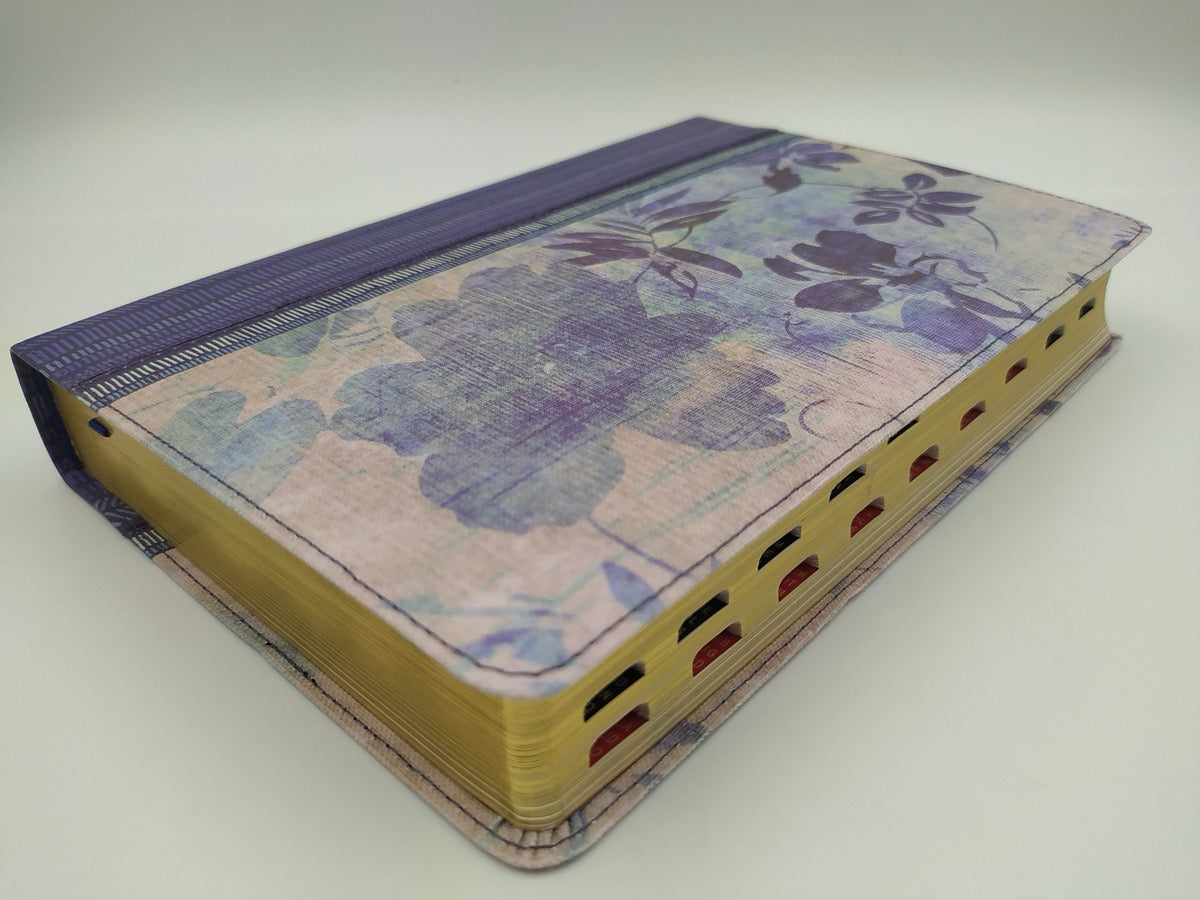 Biblia RVR 1960 de Estudio para Mujer Azul Floreado Tela Impresa con Índice