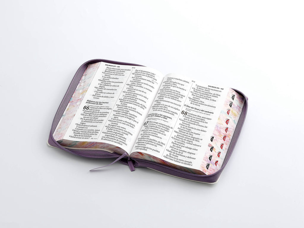 Biblia RVR60 Letra Súper Gigante i/piel jardín Lila con cierre/índice