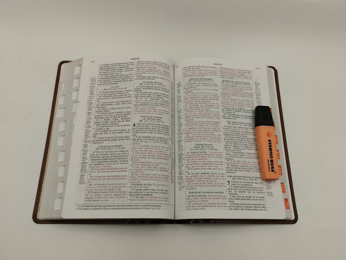 Biblia RVR 1960 de Estudio Scofield Café Símil Piel con Índice