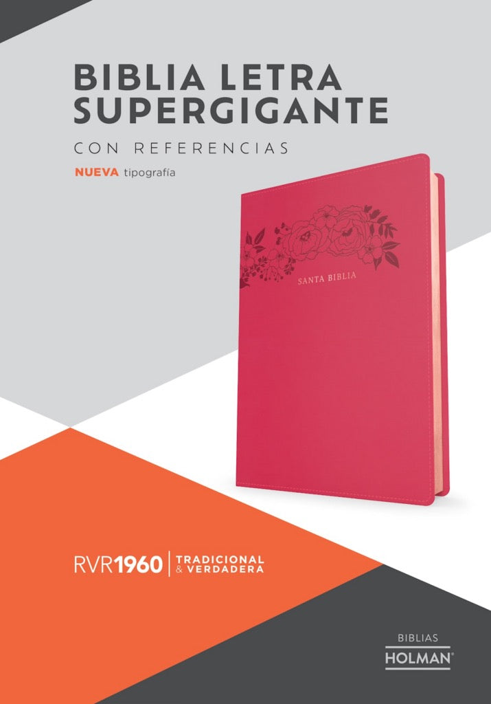 Biblia RVR 1960 Letra Súper Gigante Floral Símil Piel