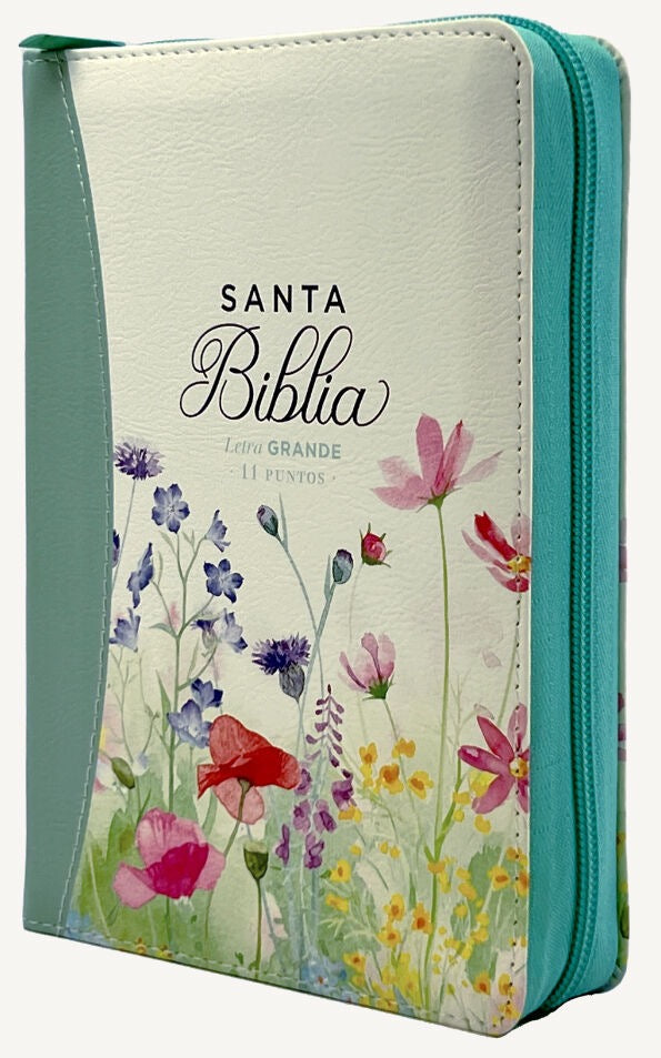 Biblia RVR60 portátil Letra Grande 11 puntos turquesa floral