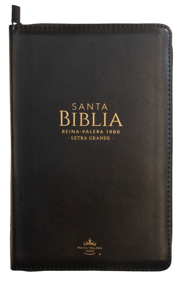 Biblia RVR60 Tamaño Manual Letra Grande negro con cierre indice