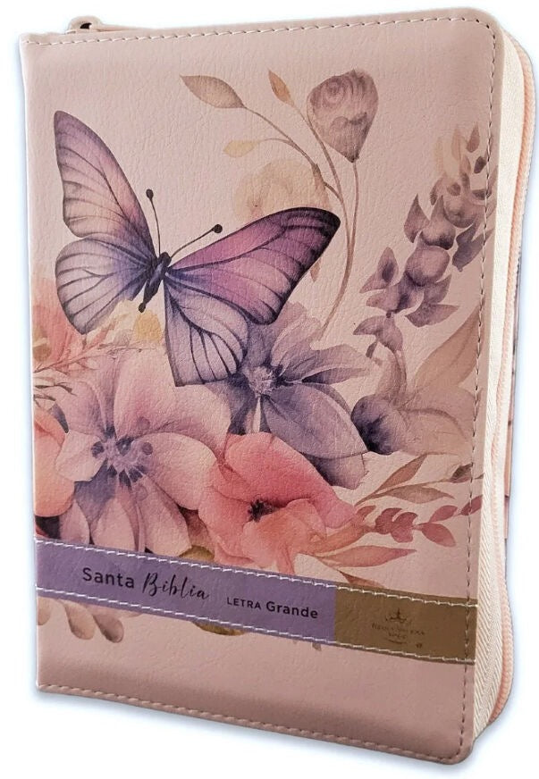 Biblia RVR60 Tamaño compacto Letra Grande 12 puntos rosa