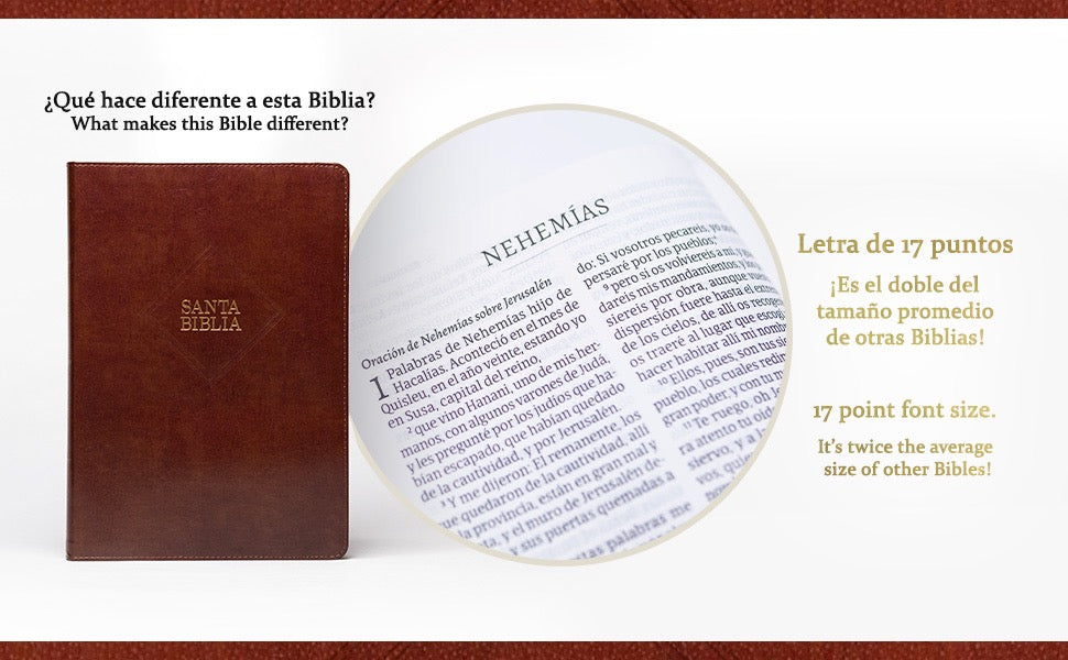 Biblia RVR 1960 Súper Gigante Márron Piel con Índice