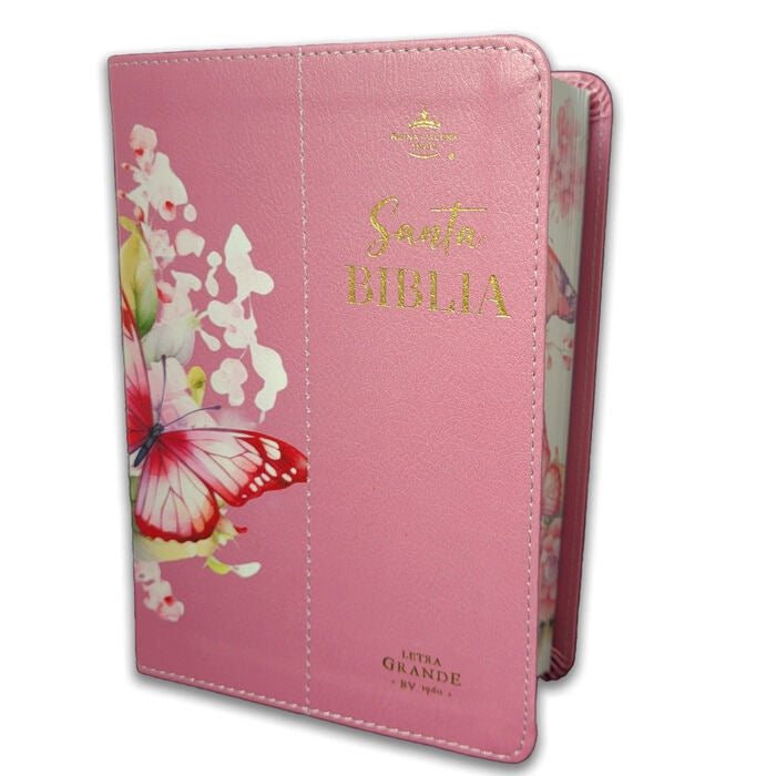 Biblia RVR60 Tamaño compacto Letra Grande 12 puntos flores