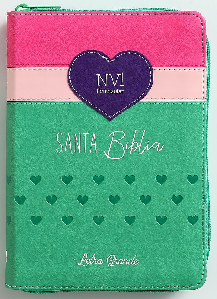 Biblia NVI Peninsular Portátil Letra Grande Tricolor Rosa