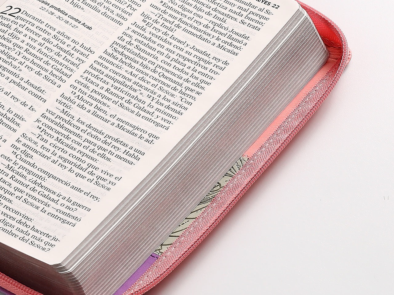 Biblia NVI Peninsular Tamaño manual letra Grande Tricolor Rosa
