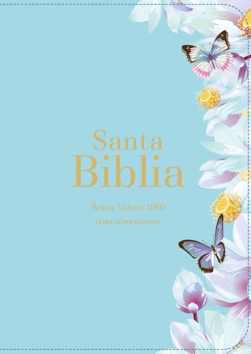Biblia RVR 1960 Letra Súper Gigante Símil Piel Azul Clara