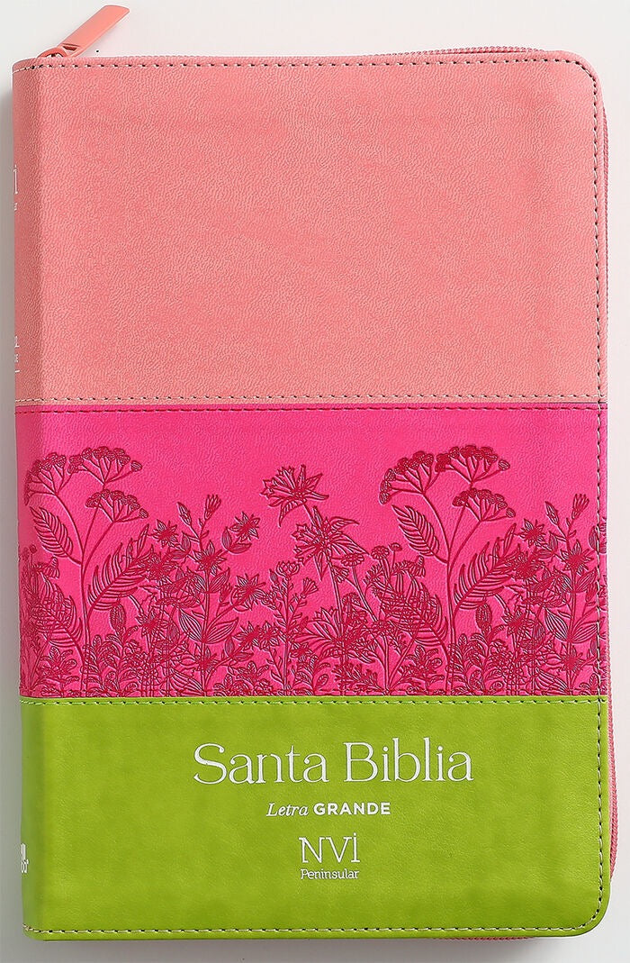 Biblia NVI Peninsular Tamaño Manual Letra Grande Tricolor Rosa