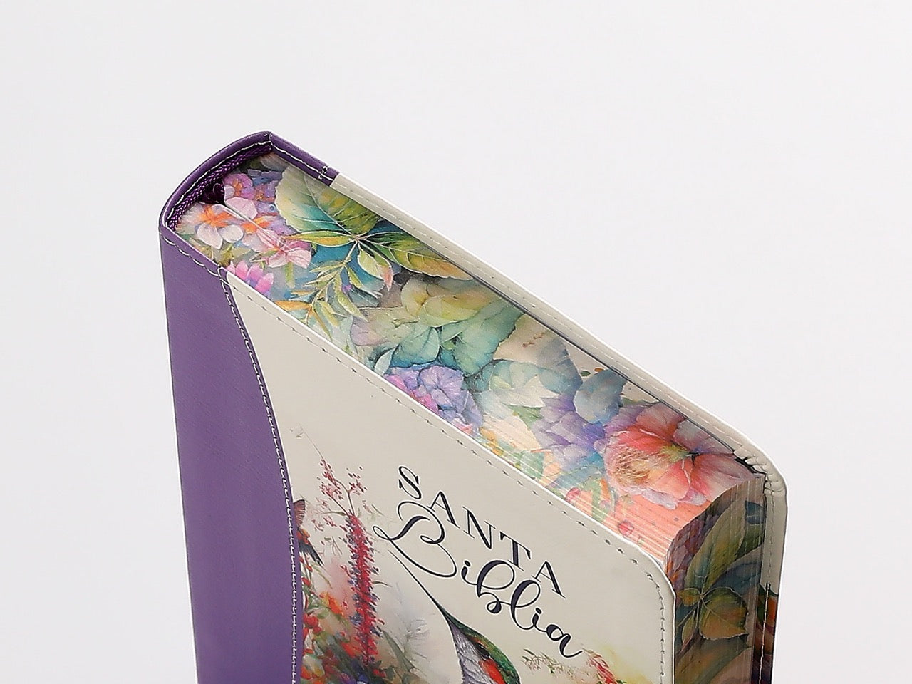 Biblia NVI Peninsular Portátil Letra Grande Floral Lila