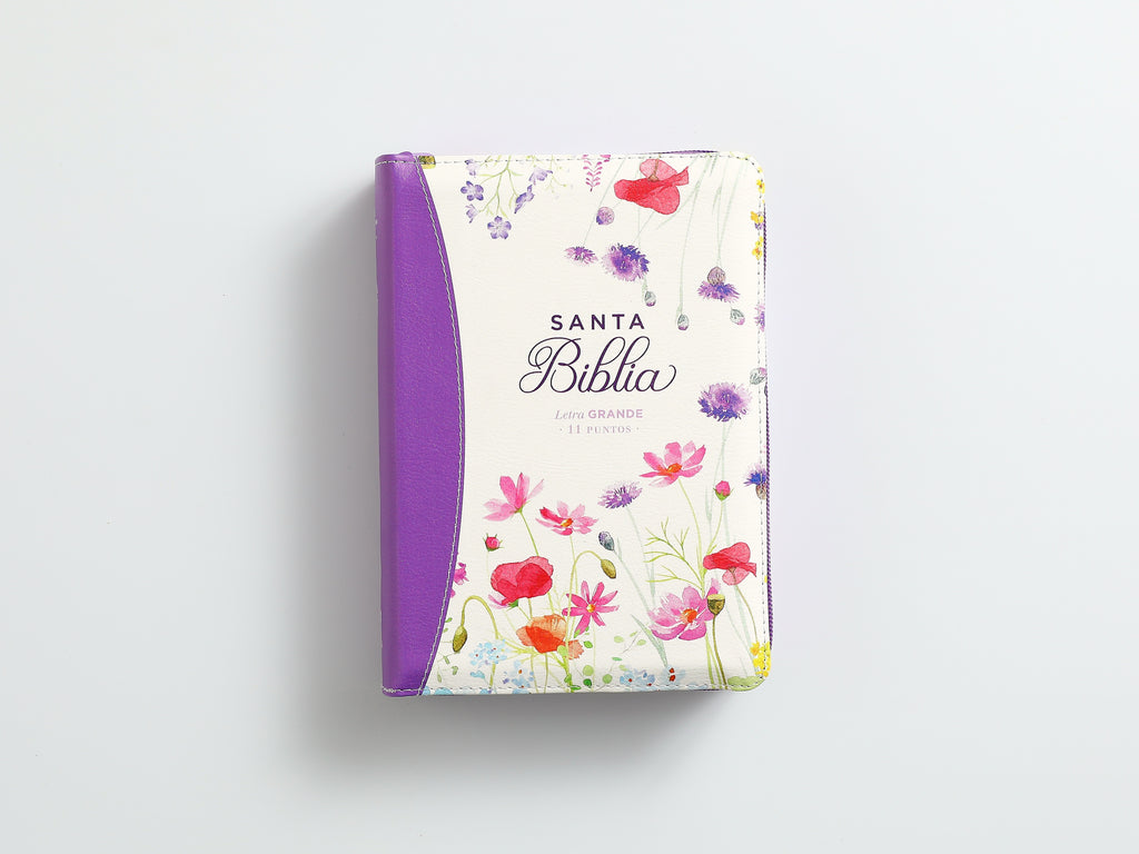 Biblia RVR60 portátil Letra Grande 11 puntos lila floral