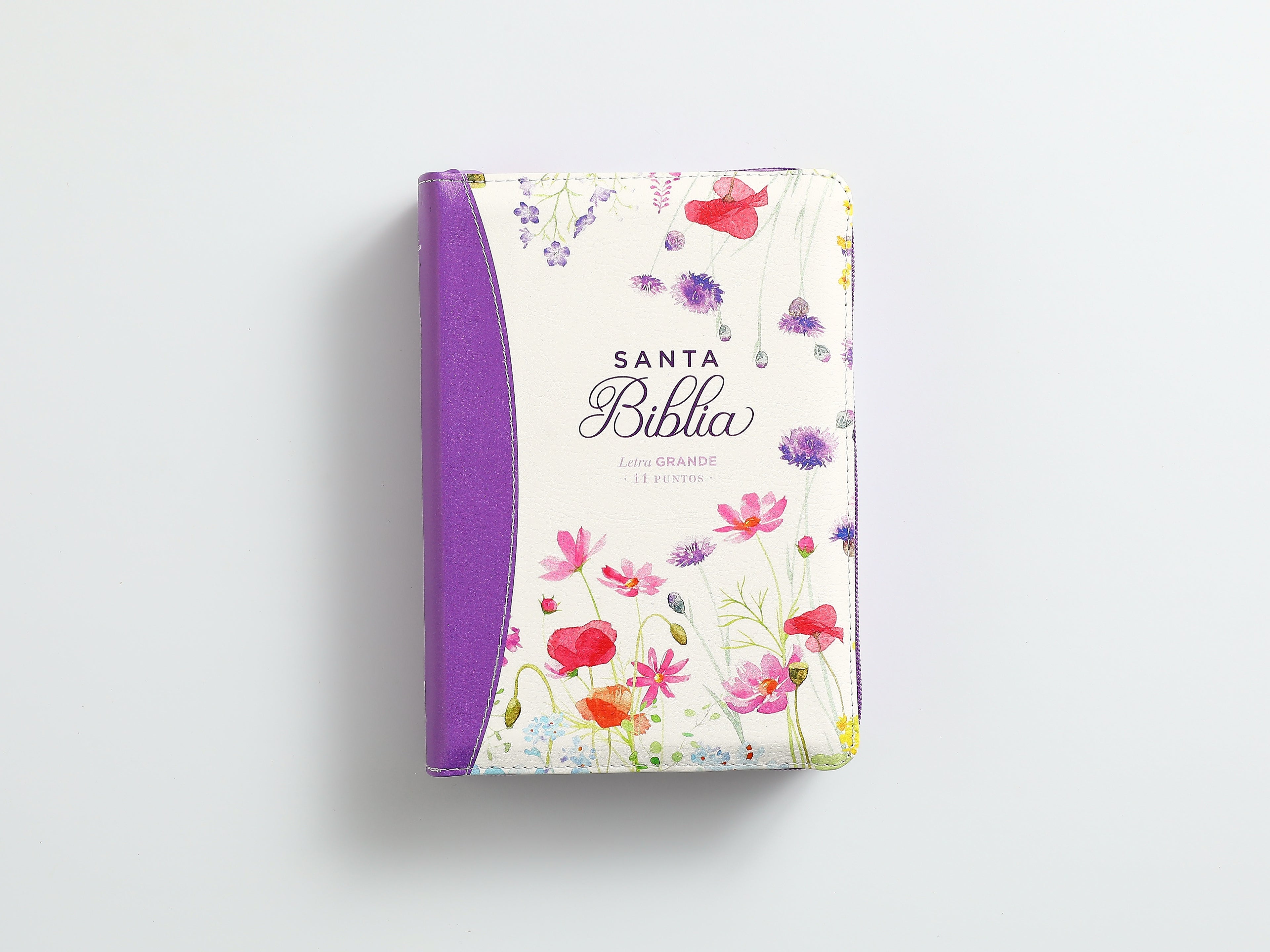 Biblia RVR60 portátil Letra Grande 11 puntos lila floral