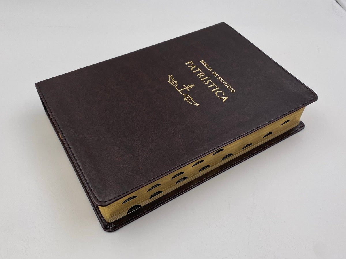 Biblia de estudio Patrística RVR77 café con indice