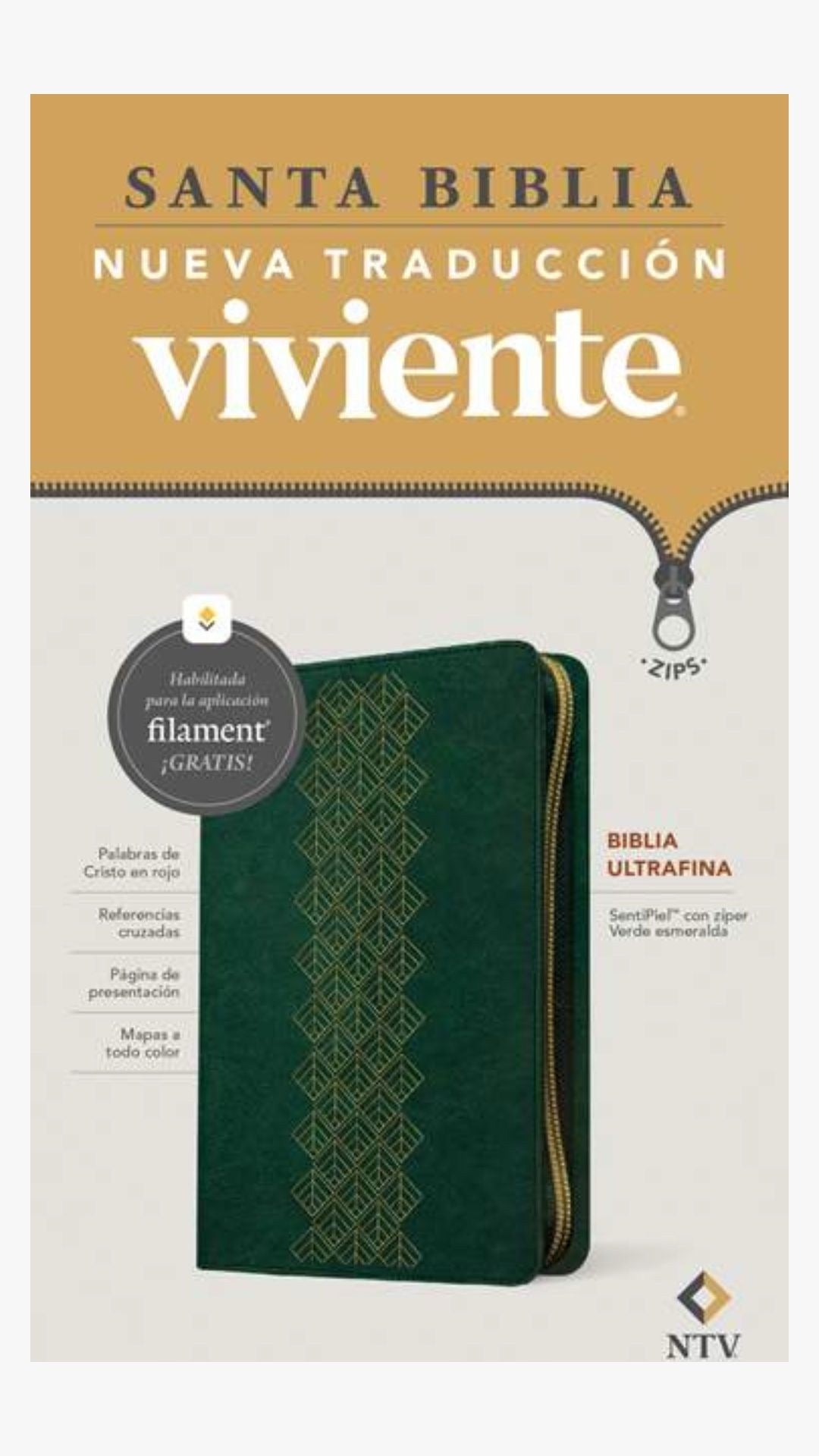Biblia NTV Ultrafina con Filament Verde