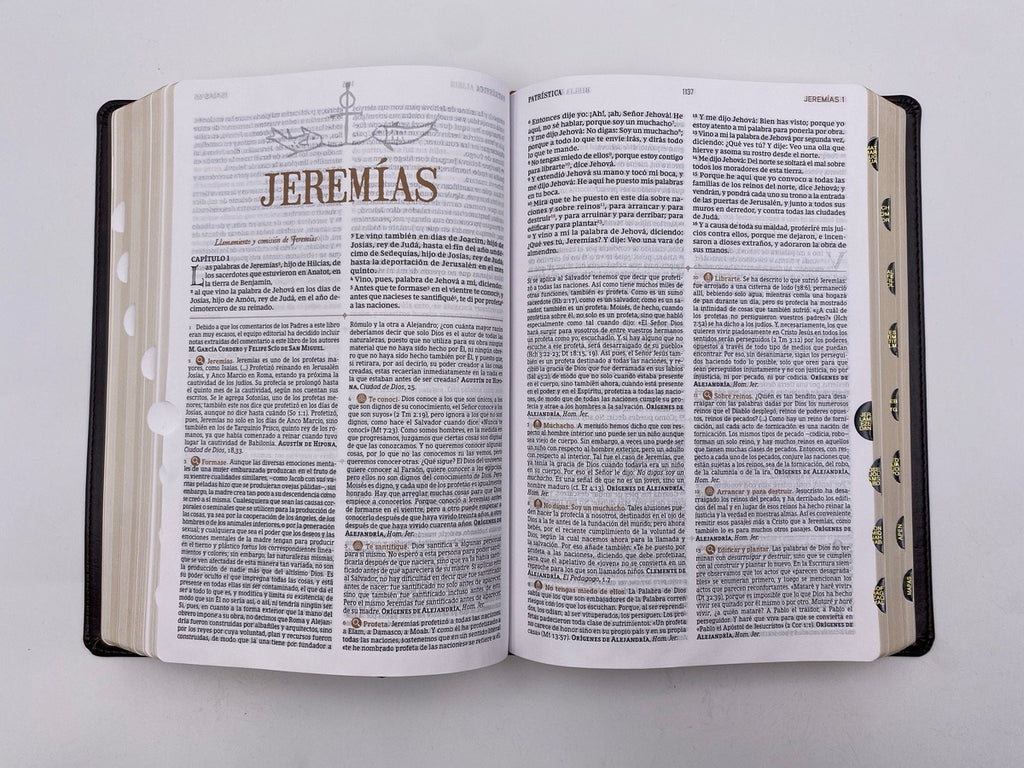 Biblia de estudio Patrística RVR77 café con indice