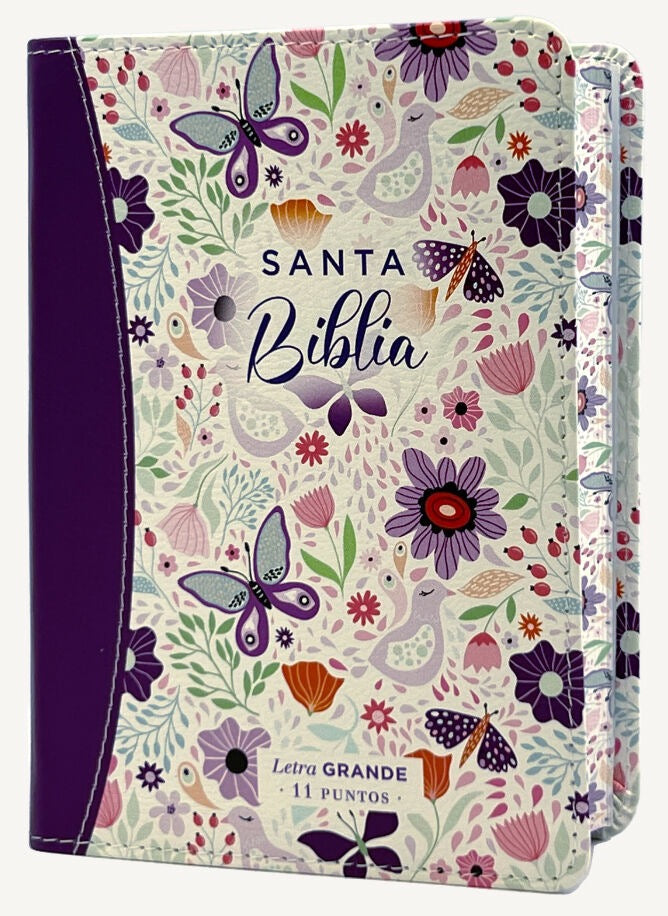 Biblia RVR60 portátil Letra Grande 11 puntos lila floral