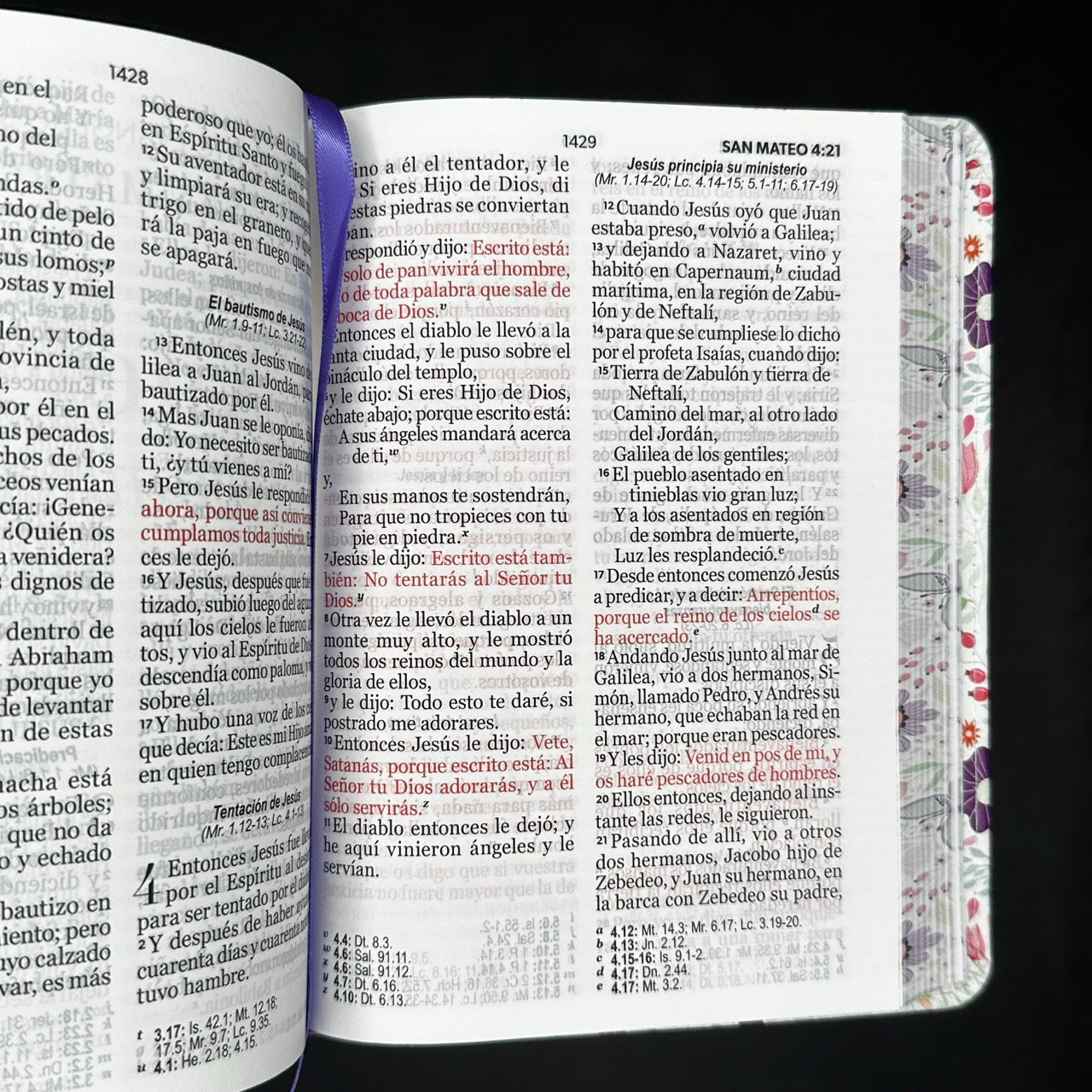 Biblia RVR60 portátil Letra Grande 11 puntos lila floral